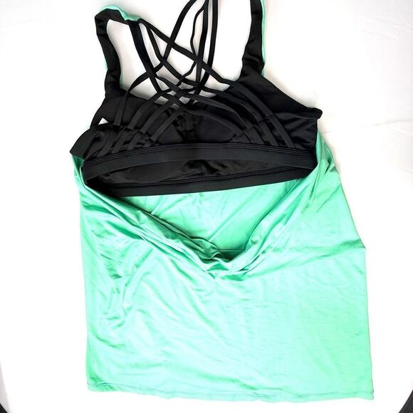 Built-In Bra Teal Drape Back Workout Tank Top with Strappy Back – Size Medium - Picture 9 of 13